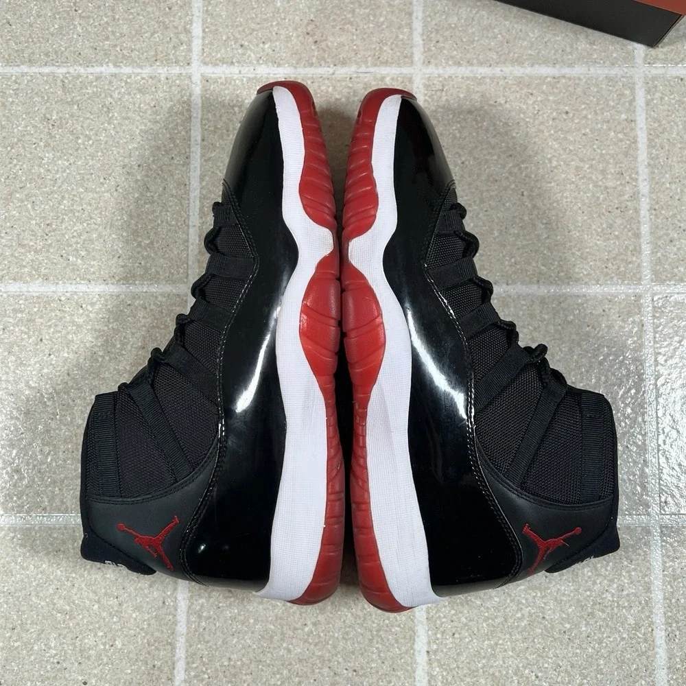 Jordan 11 Retro High Bred 2019 Size 11 Pre-Owned 378037-061 Black Red - Picture 8 of 10